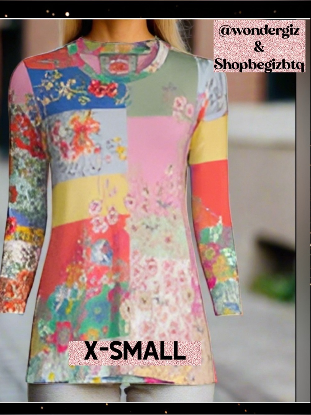 🔥🔥Johnny Was Marcel Lenora Patchwork Tunic Floral Motif Pink & Yellow SizeXSMALL